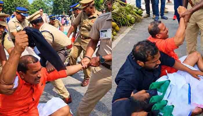 കൊല്ലത്ത് അമിത് ഷായ്ക്ക് നേരെ കരിങ്കൊടി പ്രതിഷേധം; യൂത്ത് കോൺഗ്രസ് പ്രവർത്തകരെ നീക്കി